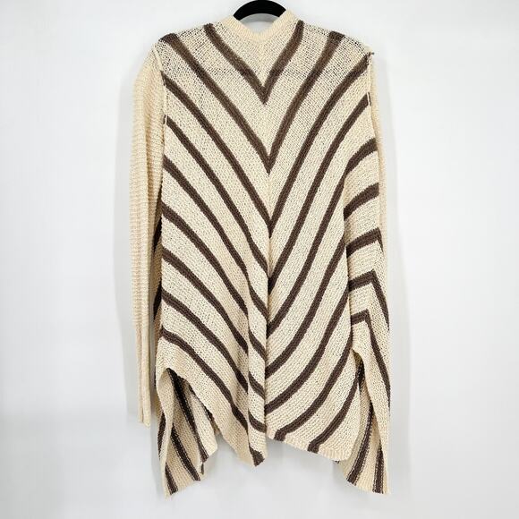 Free People Cream and Brown Striped Cardigan Sweater Women's Size Medium - Picture 4 of 10
